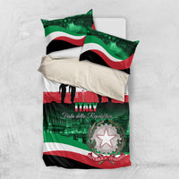 Italy-themed duvet set with two matching pillowcases; green, white and red flag graphics