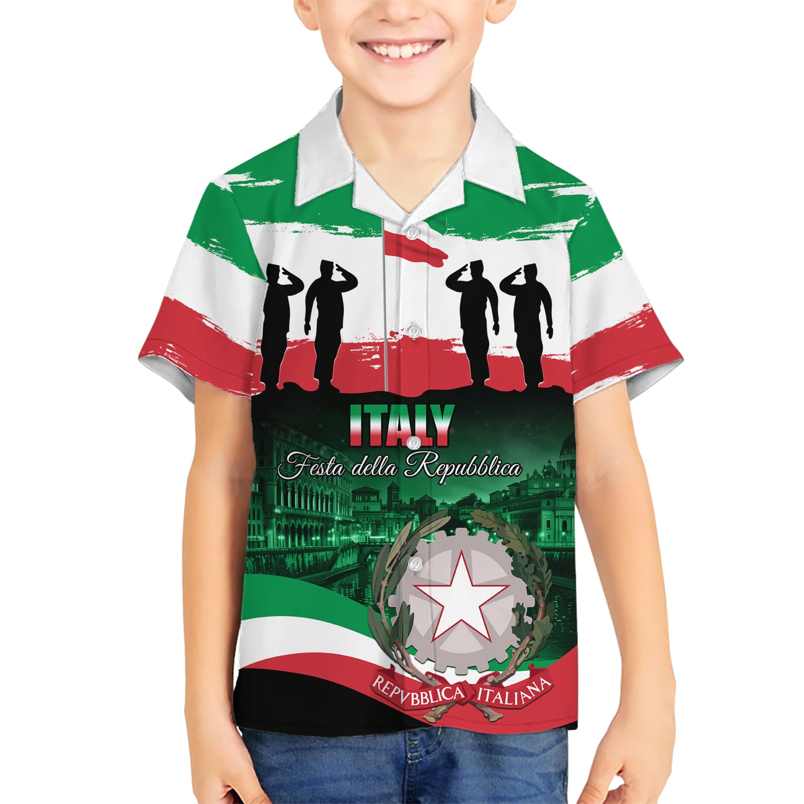 Italy Republic Day Kid Hawaiian Shirt Festa della Repubblica - Wonder Print Shop