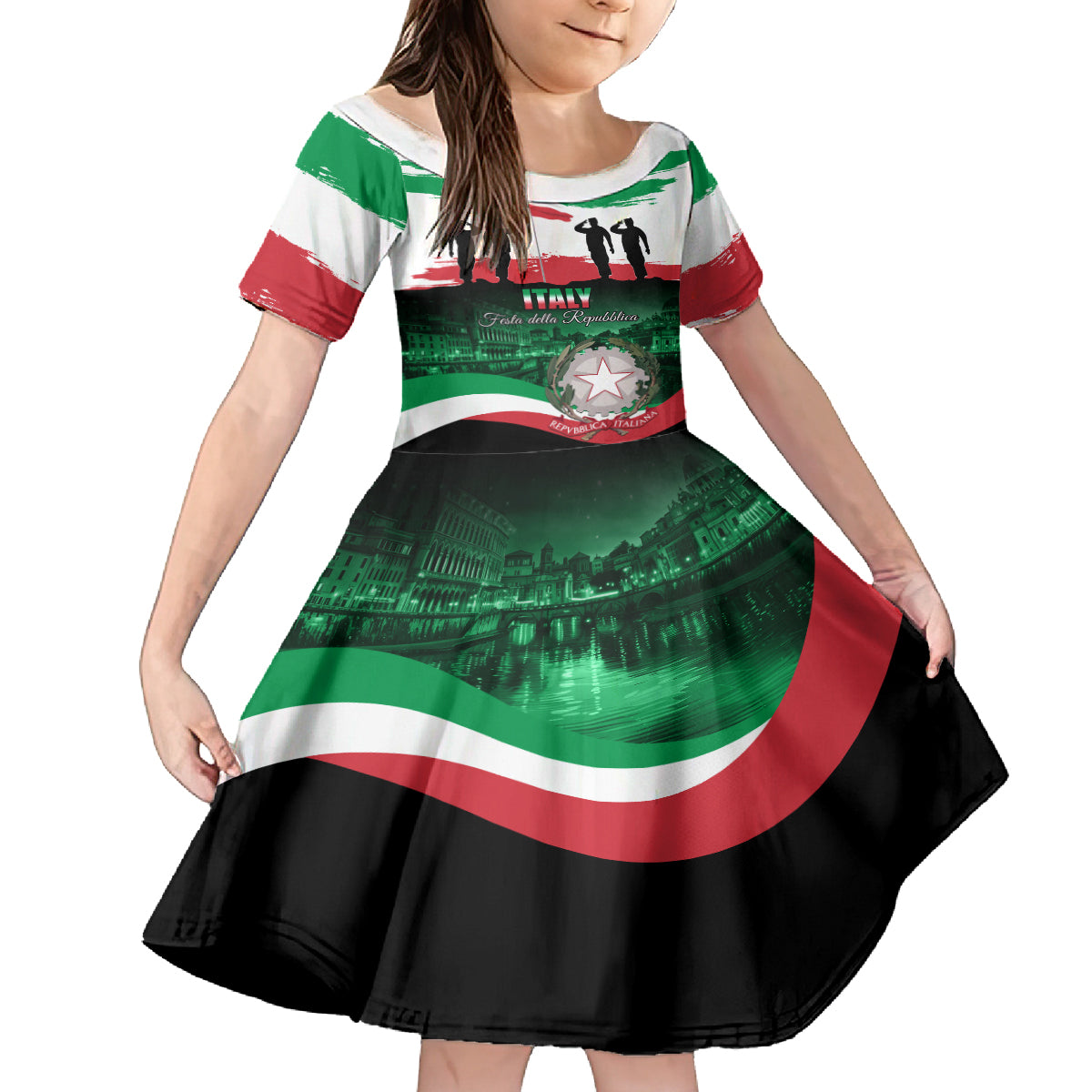 Italy Republic Day Kid Short Sleeve Dress Festa della Repubblica - Wonder Print Shop