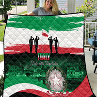 Italy Republic Day quilt with green, white, red flag design, “ITALY” and star emblem