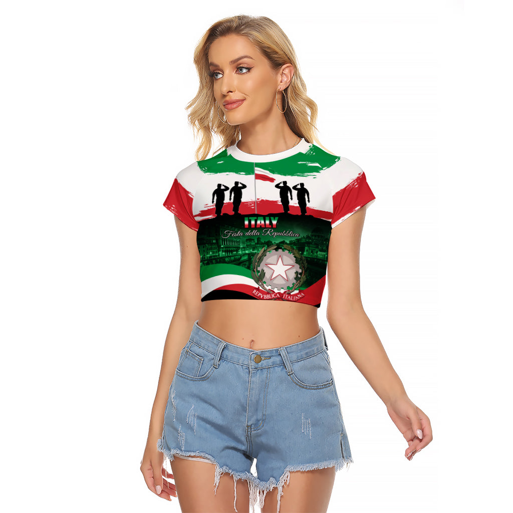 Italy Republic Day Raglan Cropped T Shirt Festa della Repubblica