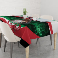 Republic Day tablecloth on dining table with red green white design and “Repubblica Italiana”