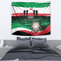 Italy republic day tapestry with green, white, red stripes and central crest