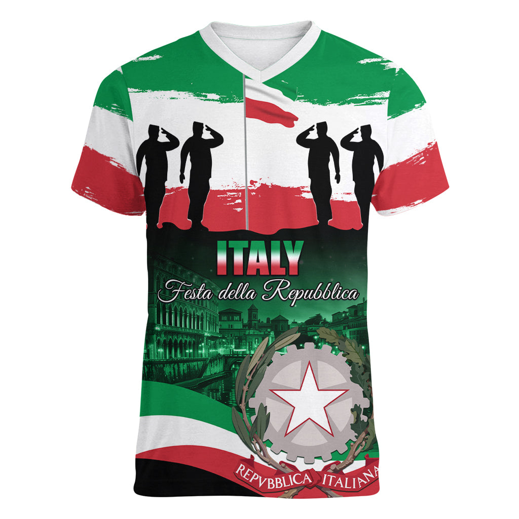 Italy Republic Day Women V-Neck T-Shirt Festa della Repubblica