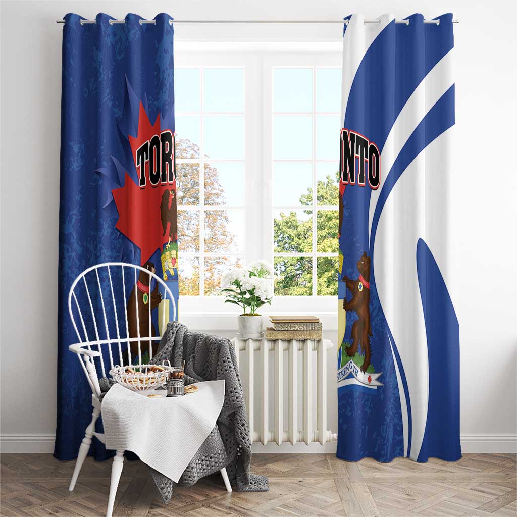 Blue Toronto curtain panels with hooks on top and diagonal ribbon design, two panels