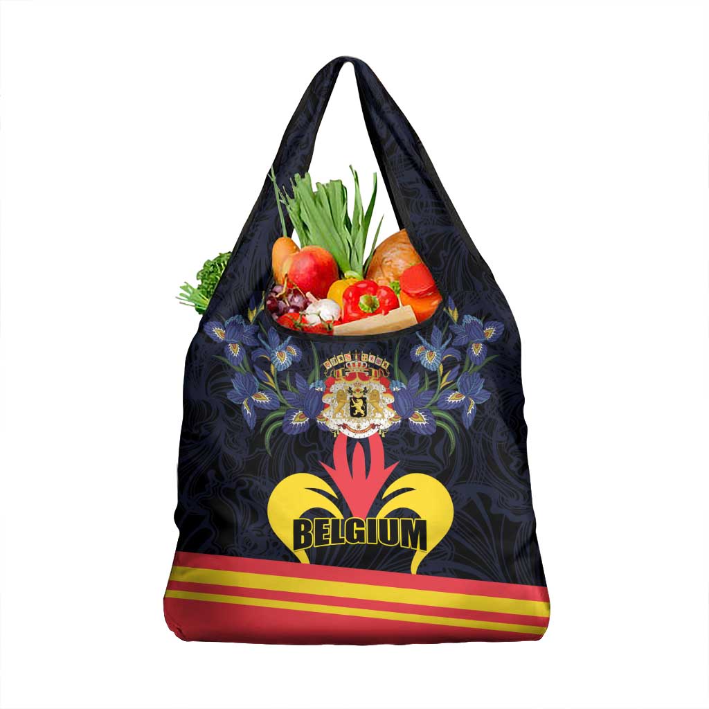 Belgium Iris Day Grocery Bag Royaume de Belgique Coat Of Arms