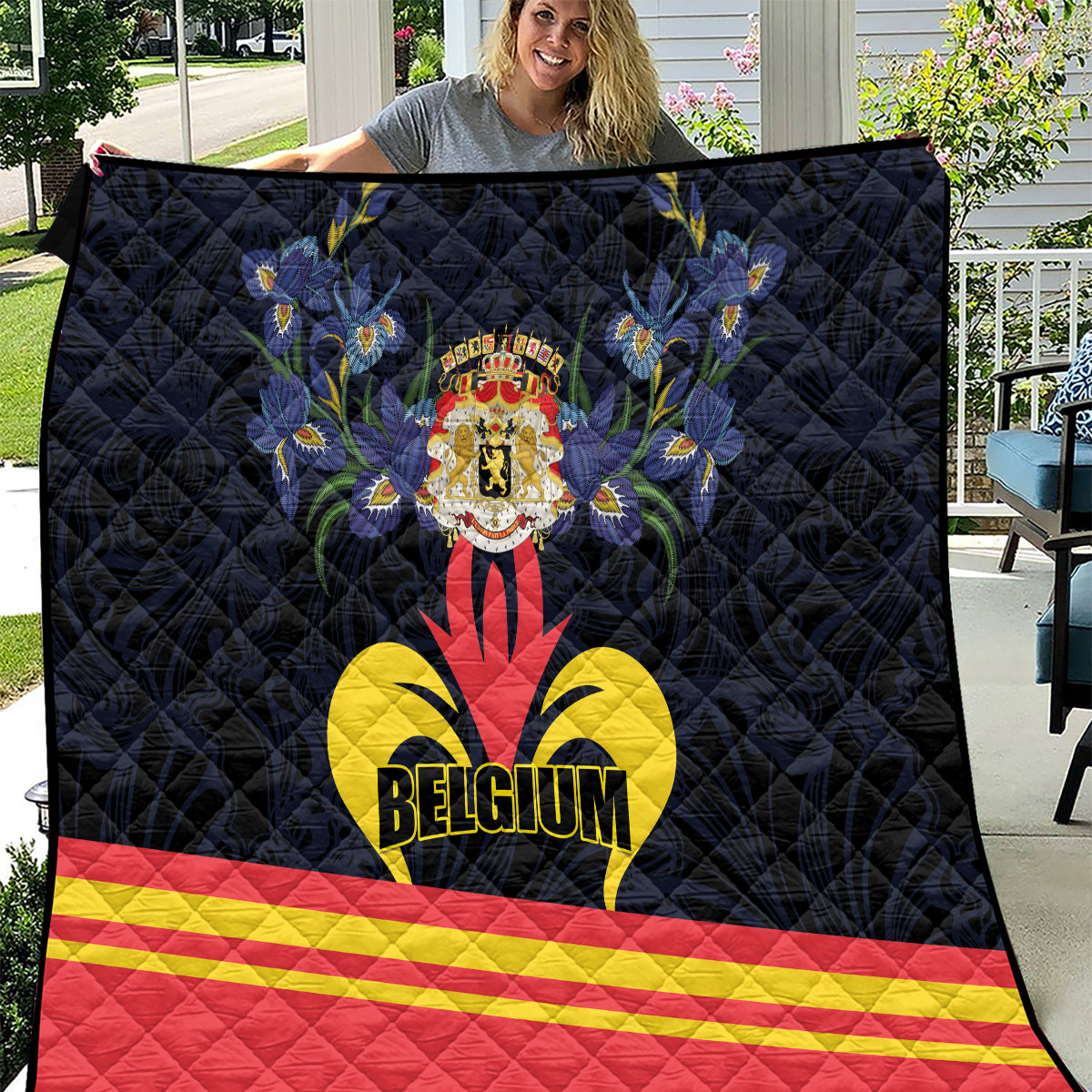 Belgium Iris Day Quilt Royaume de Belgique Coat Of Arms