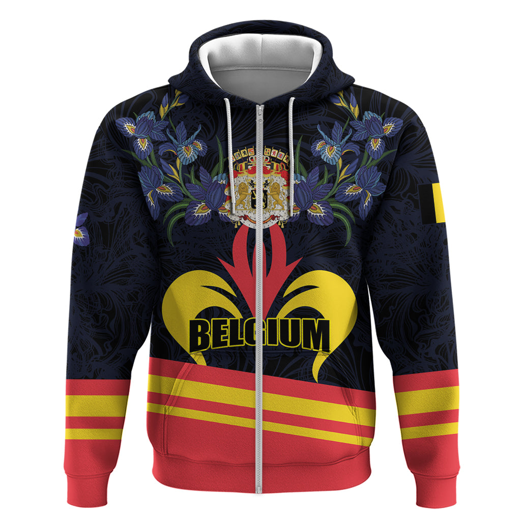 Personalized Belgium Iris Day Zip Hoodie Royaume de Belgique Coat Of Arms - Wonder Print Shop