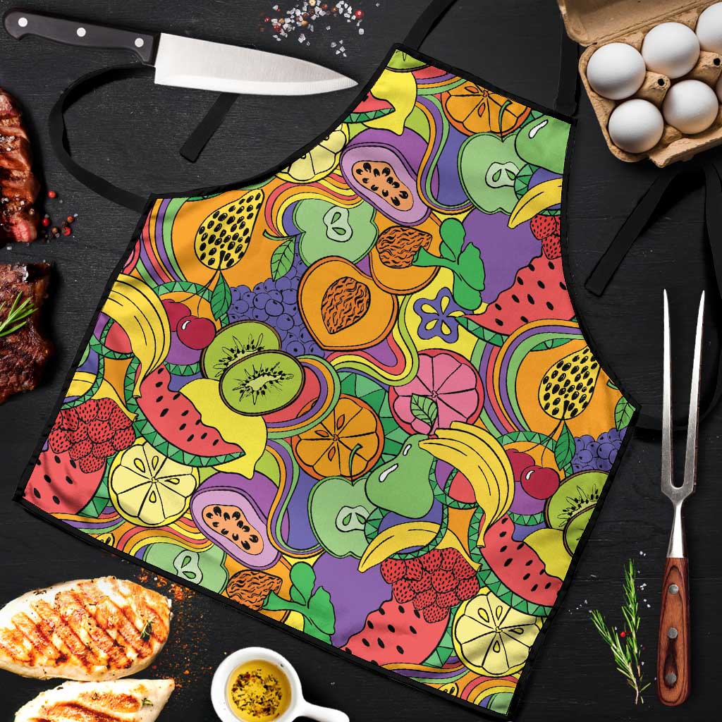 Hawaii Fruits Hippie Style Apron Vibrant Colorful