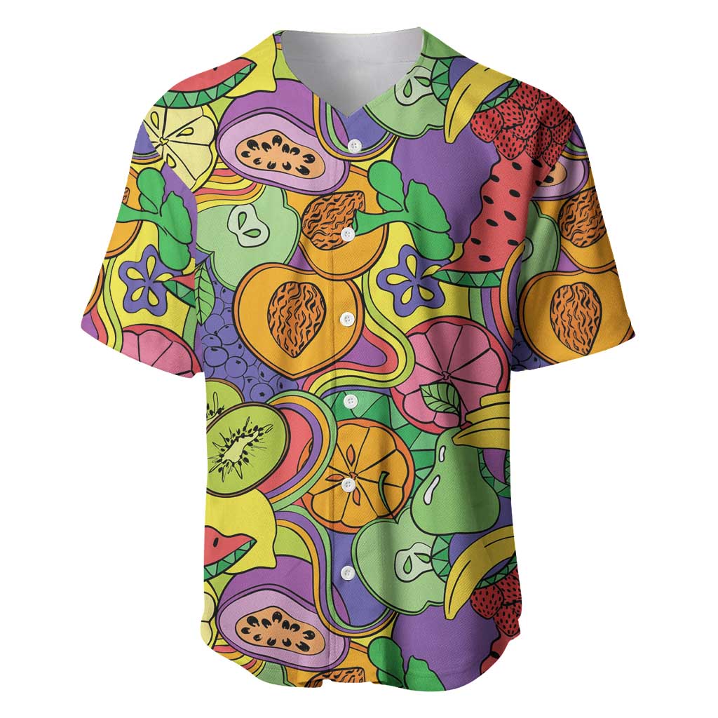 Hawaii Fruits Hippie Style Baseball Jersey Vibrant Colorful