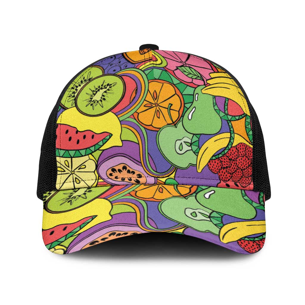 Hawaii Fruits Hippie Style Baseball Net Cap Vibrant Colorful