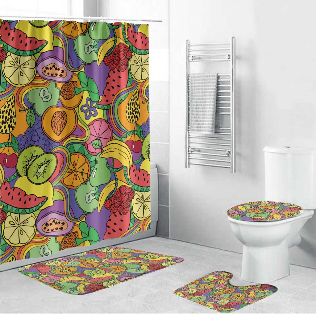 Hawaii Fruits Hippie Style Bathroom Set Vibrant Colorful