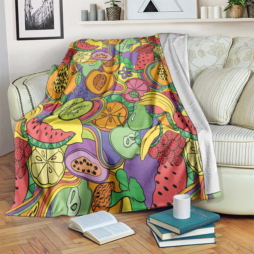Hawaii Fruits Hippie Style Blanket Vibrant Colorful