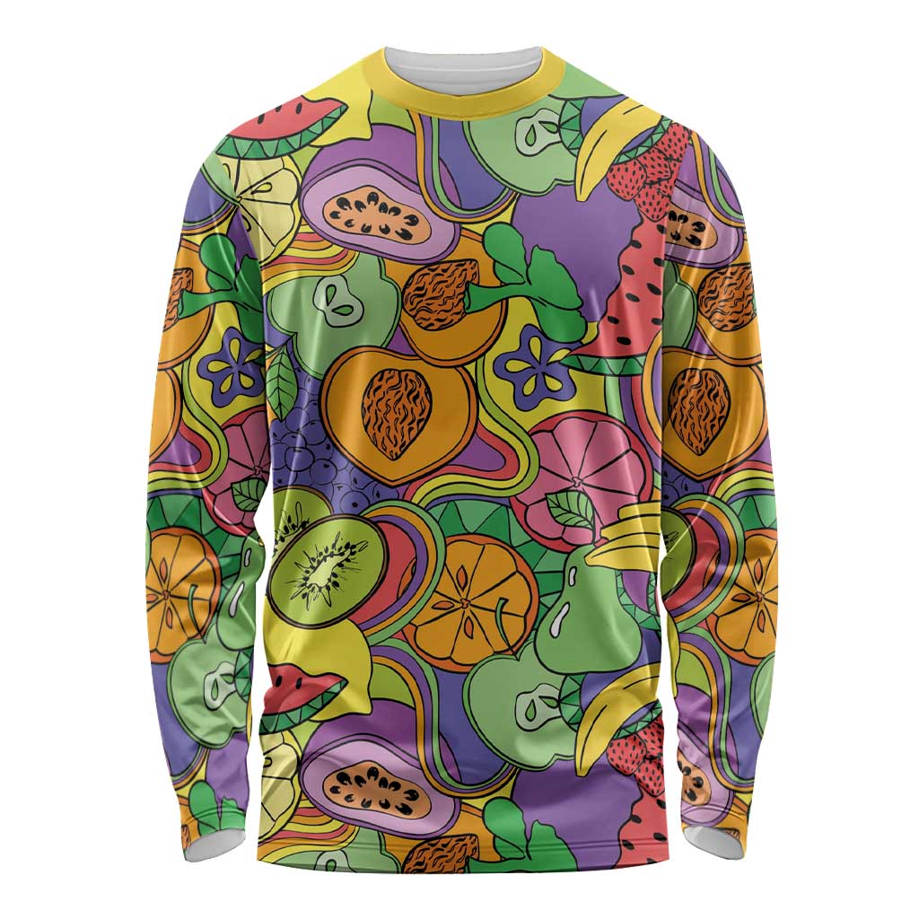 Hawaii Fruits Hippie Style Long Sleeve Shirt Vibrant Colorful