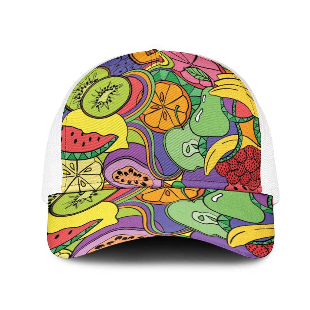 Hawaii Fruits Hippie Style Mesh Trucker Cap Vibrant Colorful