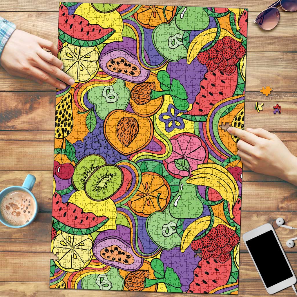 Hawaii Fruits Hippie Style Puzzle Vibrant Colorful