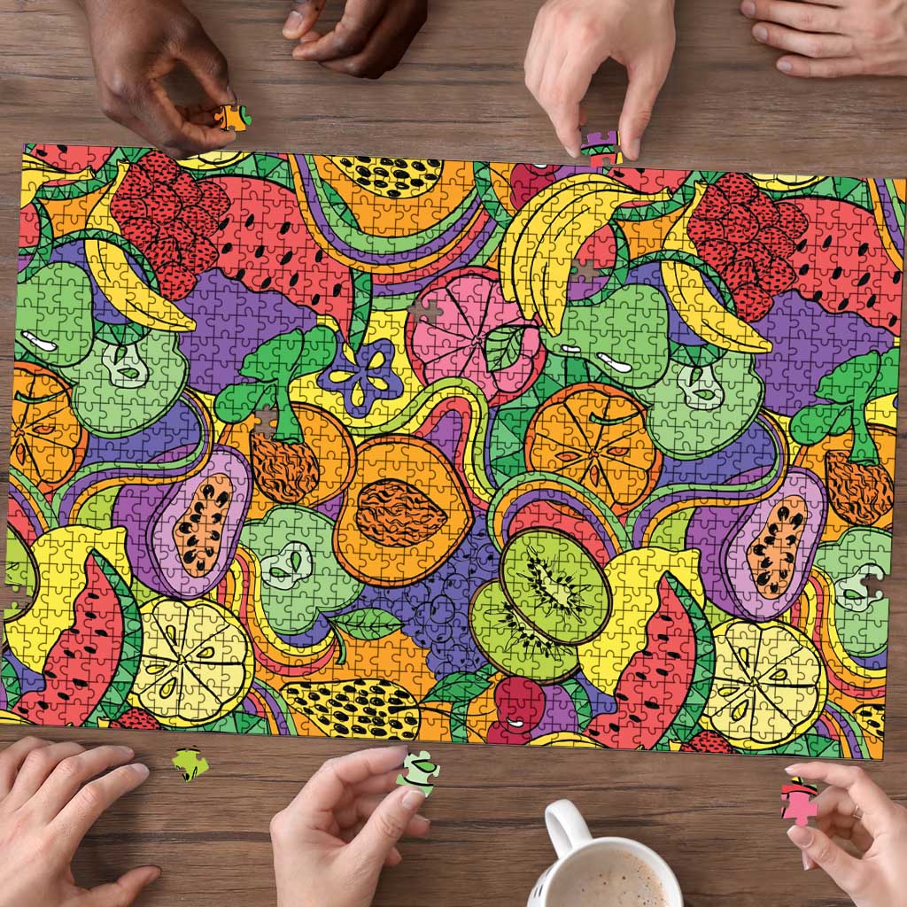Hawaii Fruits Hippie Style Puzzle Vibrant Colorful