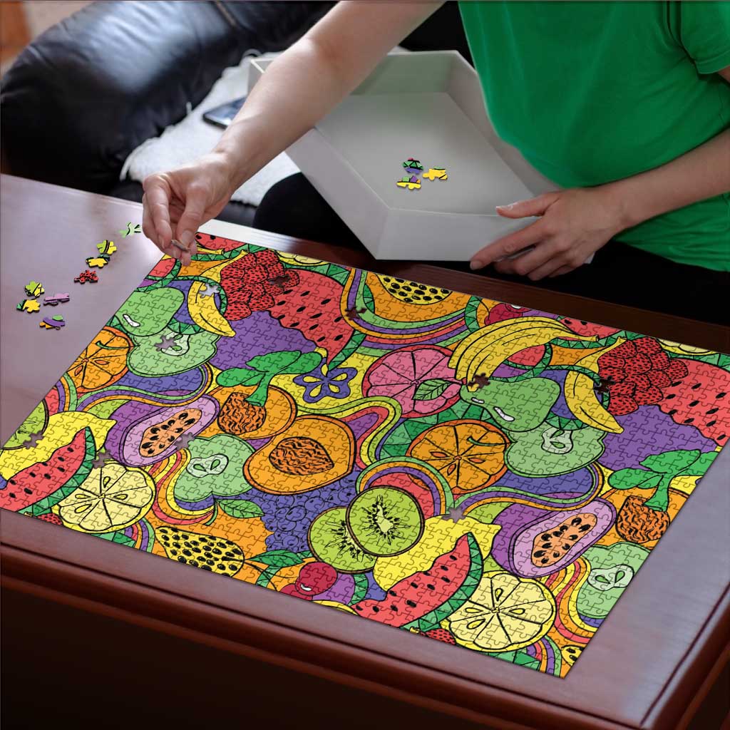 Hawaii Fruits Hippie Style Puzzle Vibrant Colorful