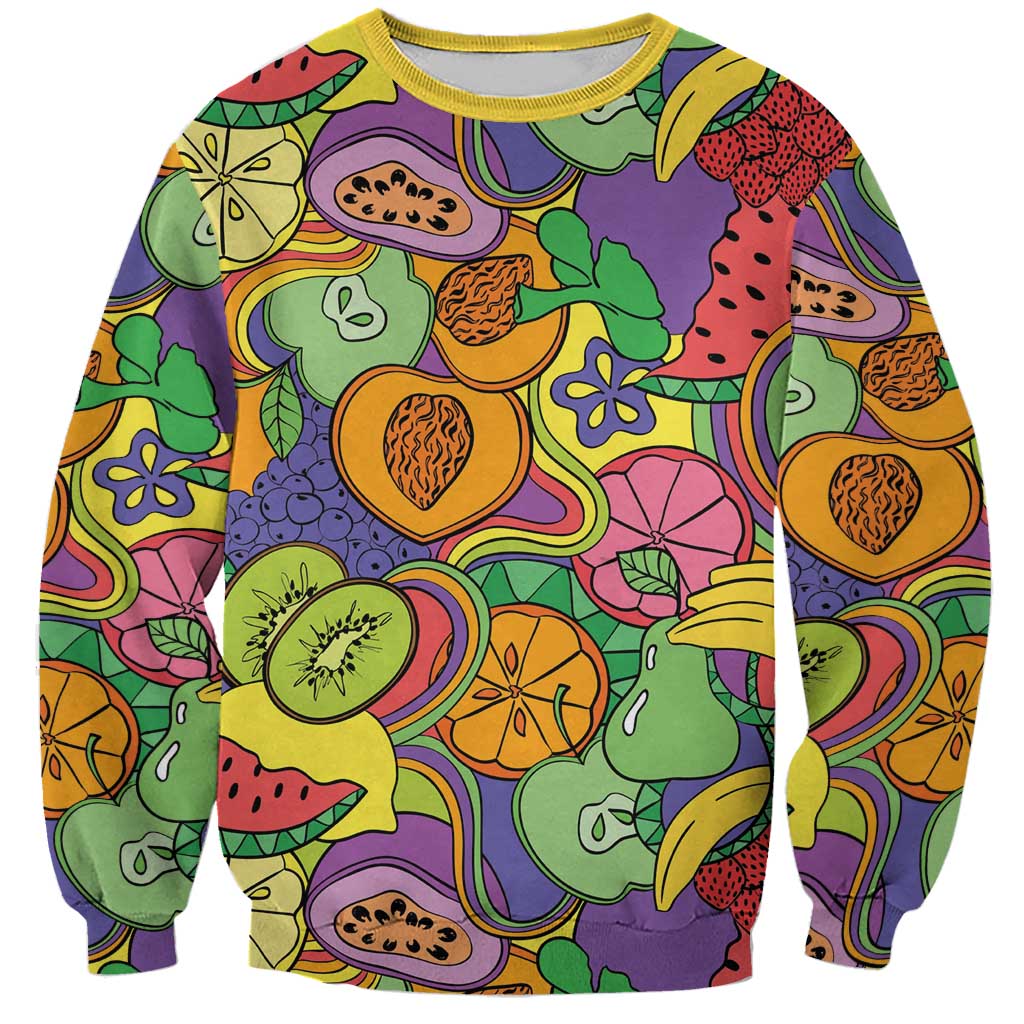 Hawaii Fruits Hippie Style Sweatshirt Vibrant Colorful