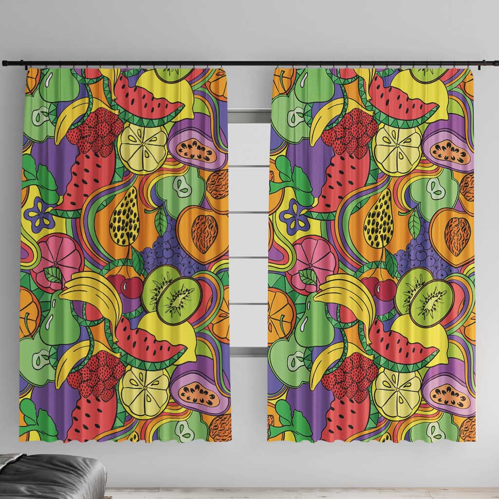 Hawaii Fruits Hippie Style Window Curtain Vibrant Colorful