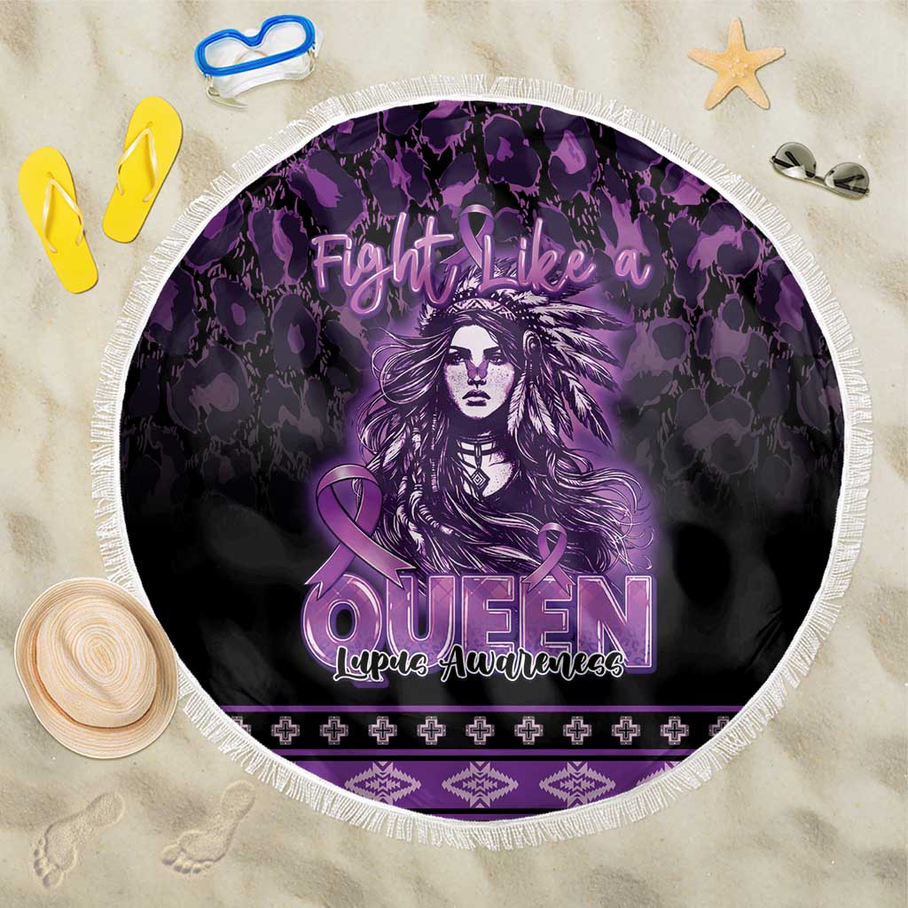 Native American Lupus Girl Beach Blanket Fight Like a Queen