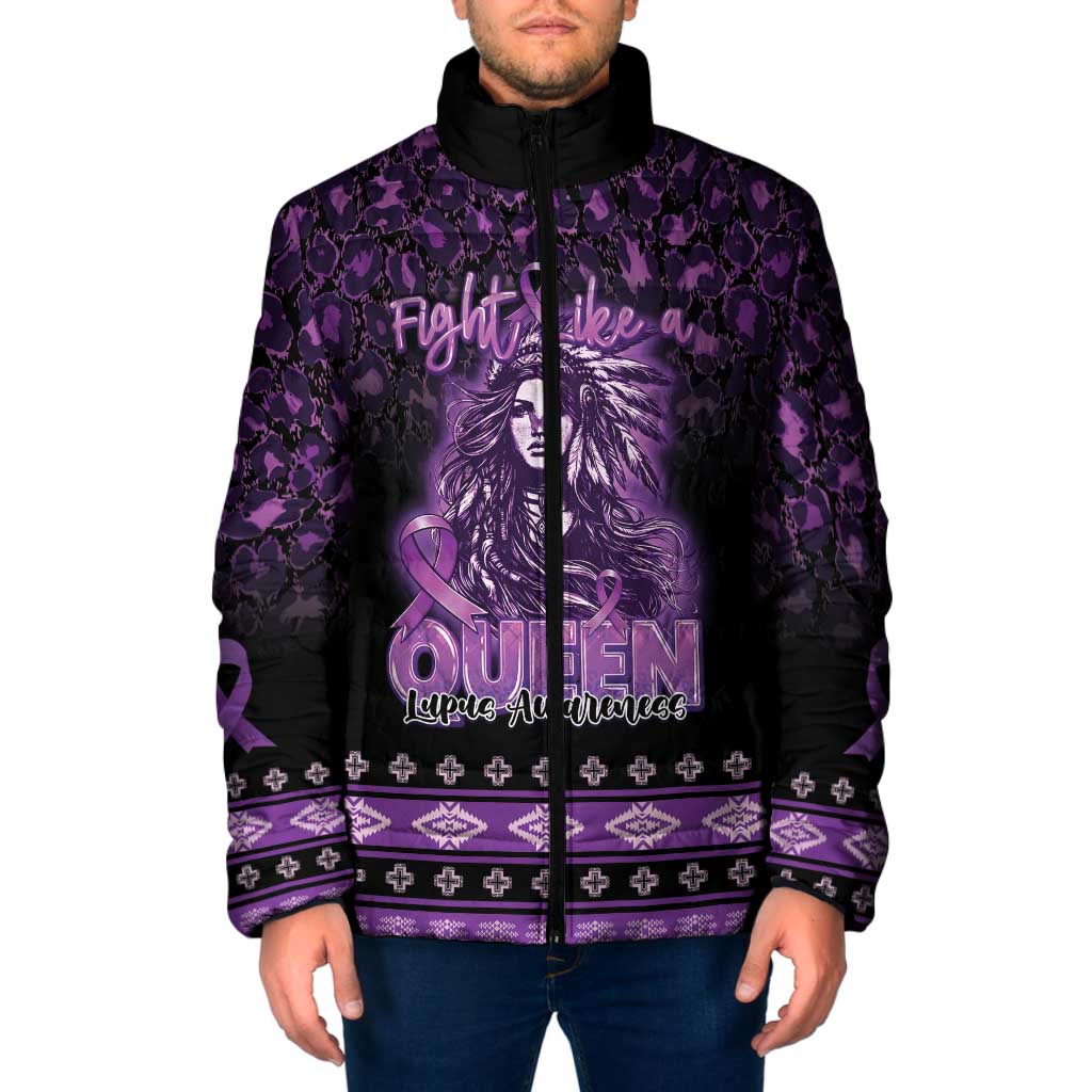 Personalized Native American Lupus Girl Padded Jacket Fight Like a Queen