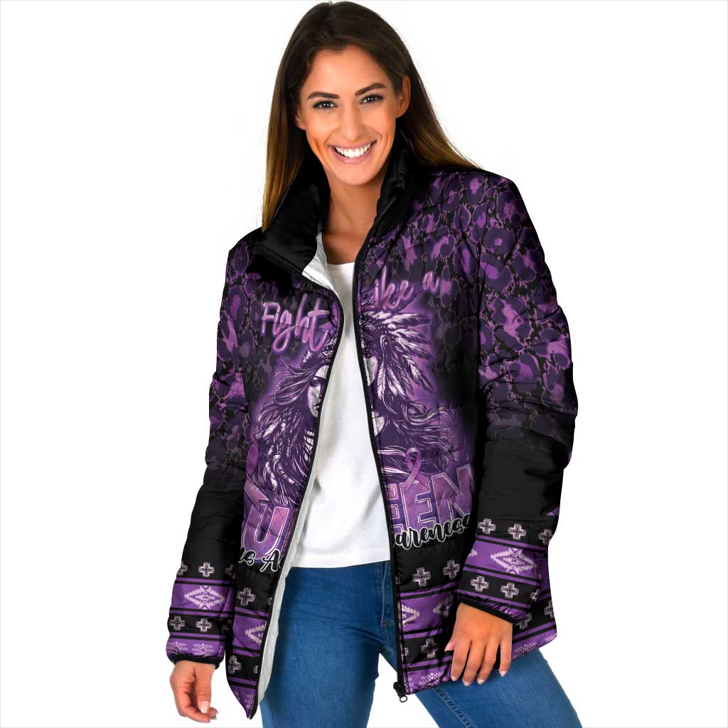 Personalized Native American Lupus Girl Padded Jacket Fight Like a Queen