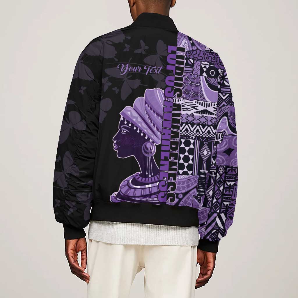 Personalized African Lady Lupus Awareness Bomber Jacket Fight Support Cure