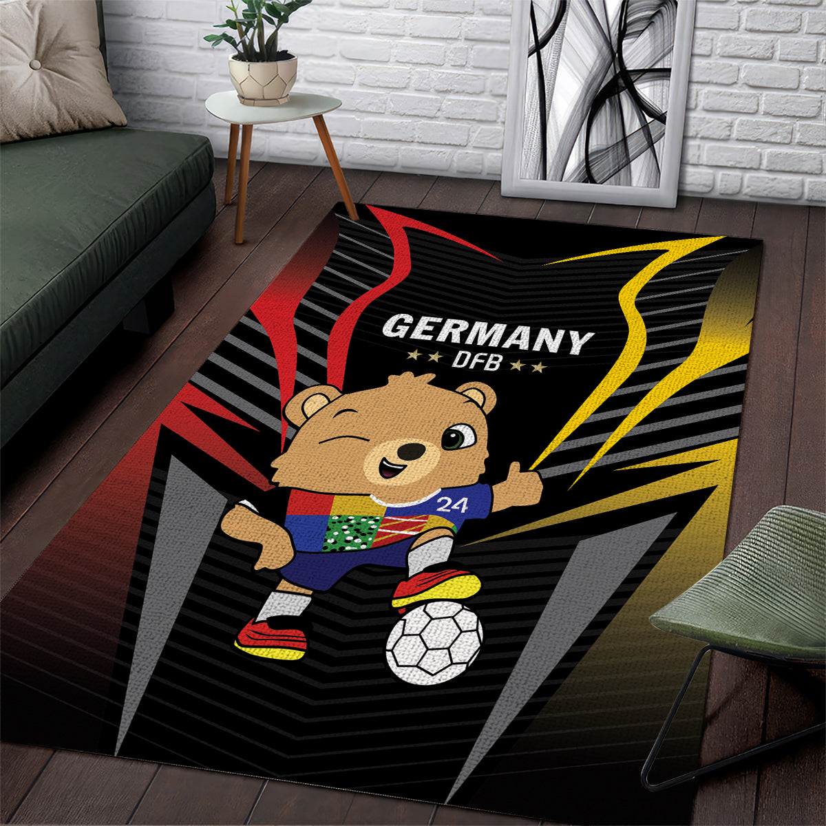 Germany 2024 Football Area Rug DFB Team Black Version - Wonder Print Shop