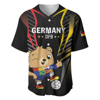 Black football jersey with Germany DFB print, bear mascot and soccer-ball graphic