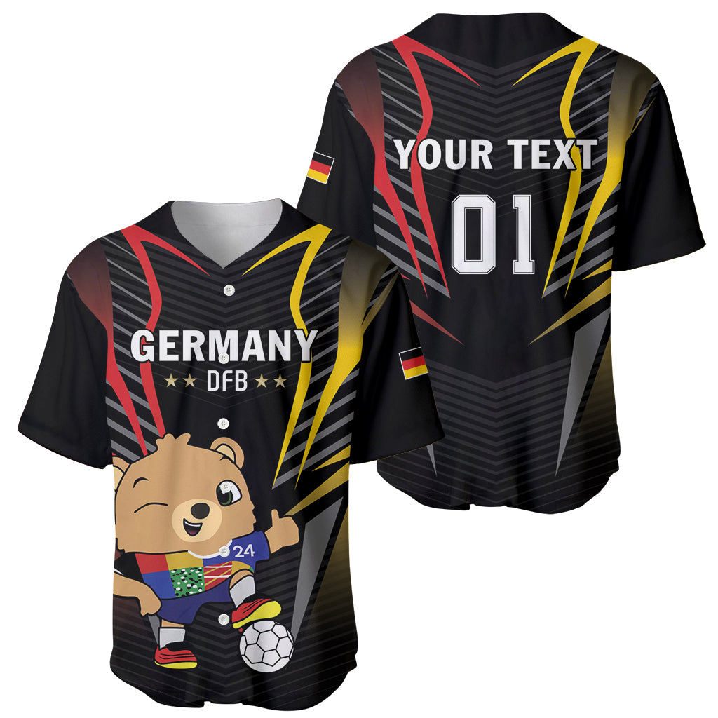Set of black football jerseys: front Germany DFB bear plus back YOUR TEXT 01