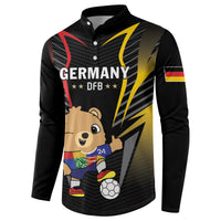 Black button football sweatshirt with Germany DFB front graphic, mascot and soccer ball