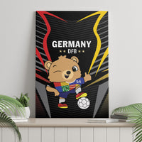Black framed canvas wall art with Germany bear holding up a hand and a soccer ball