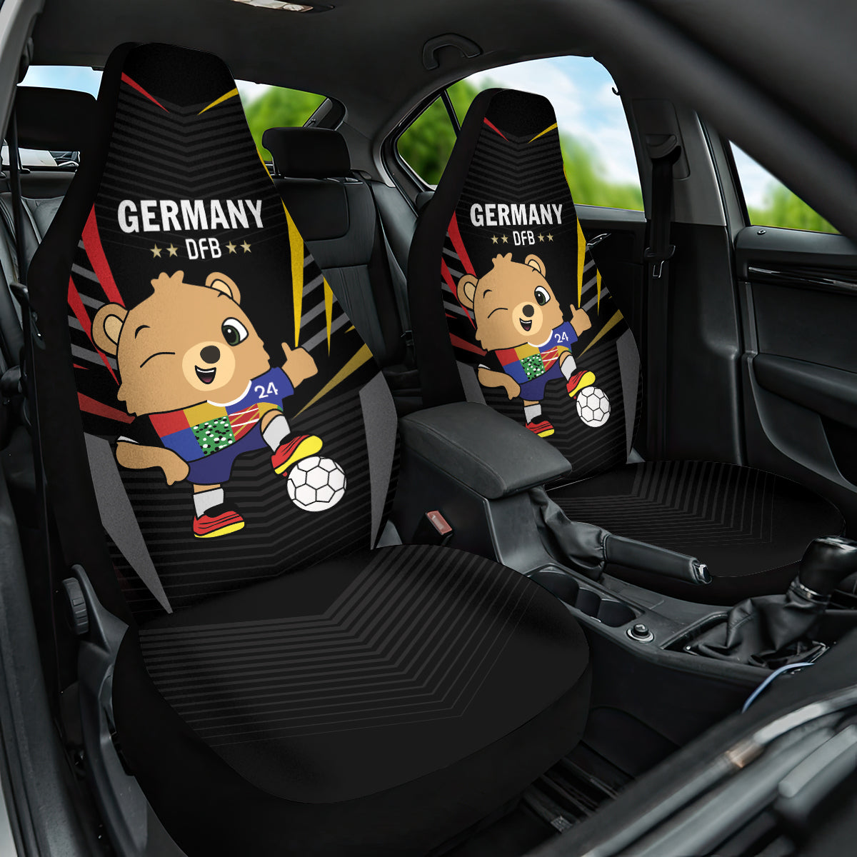 Germany 2024 Football Car Seat Cover DFB Team Black Version - Wonder Print Shop