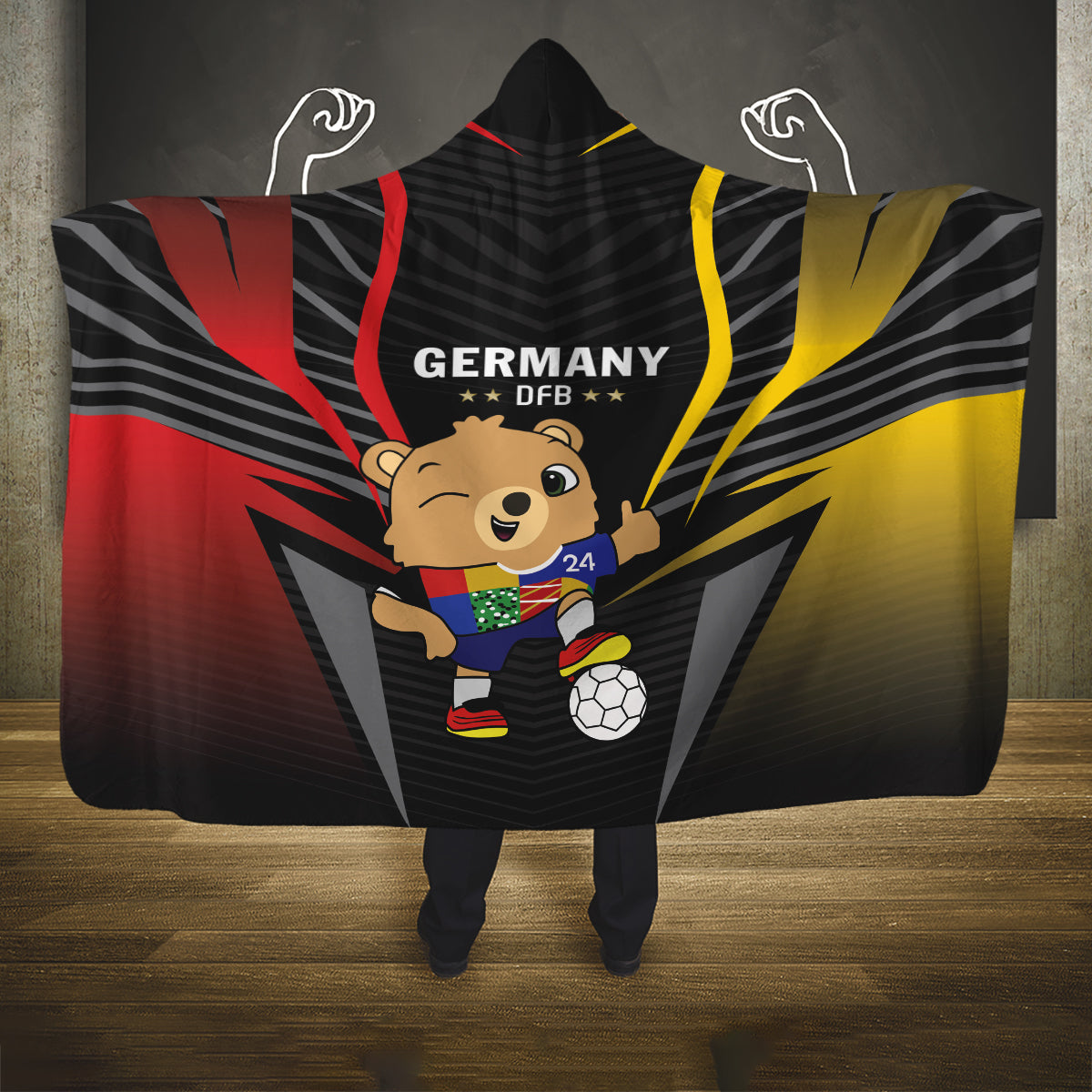 Germany 2024 Football Hooded Blanket DFB Team Black Version