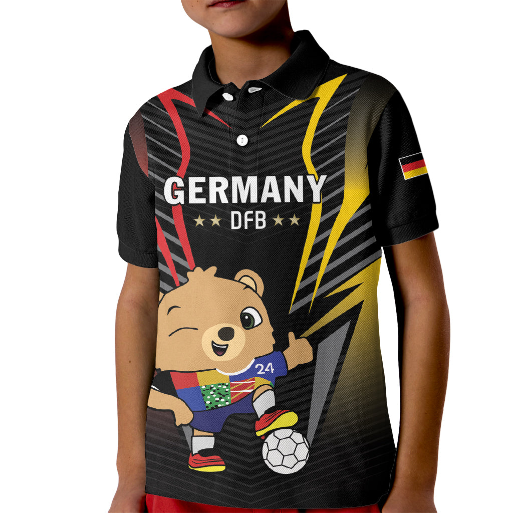 Personalized Germany 2024 Football Kid Polo Shirt DFB Team Black Version