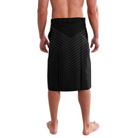 Black football lavalava skirt with dark chevron pattern, plain back