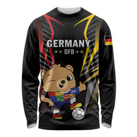 Black long-sleeve football shirt with Germany DFB graphic, bear and soccer ball