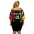 Personalized Germany 2024 Football Off Shoulder Short Dress DFB Team Black Version