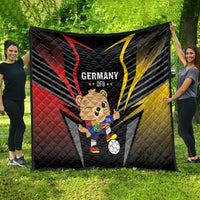 Black Germany 2024 quilt with DFB logo, bear mascot, soccer ball, and red/yellow rays