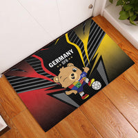 Black Germany DFB rubber football doormat with bear mascot and soccer ball graphic