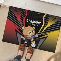 Black Germany DFB rubber doormat with bear mascot, soccer ball, and front door step