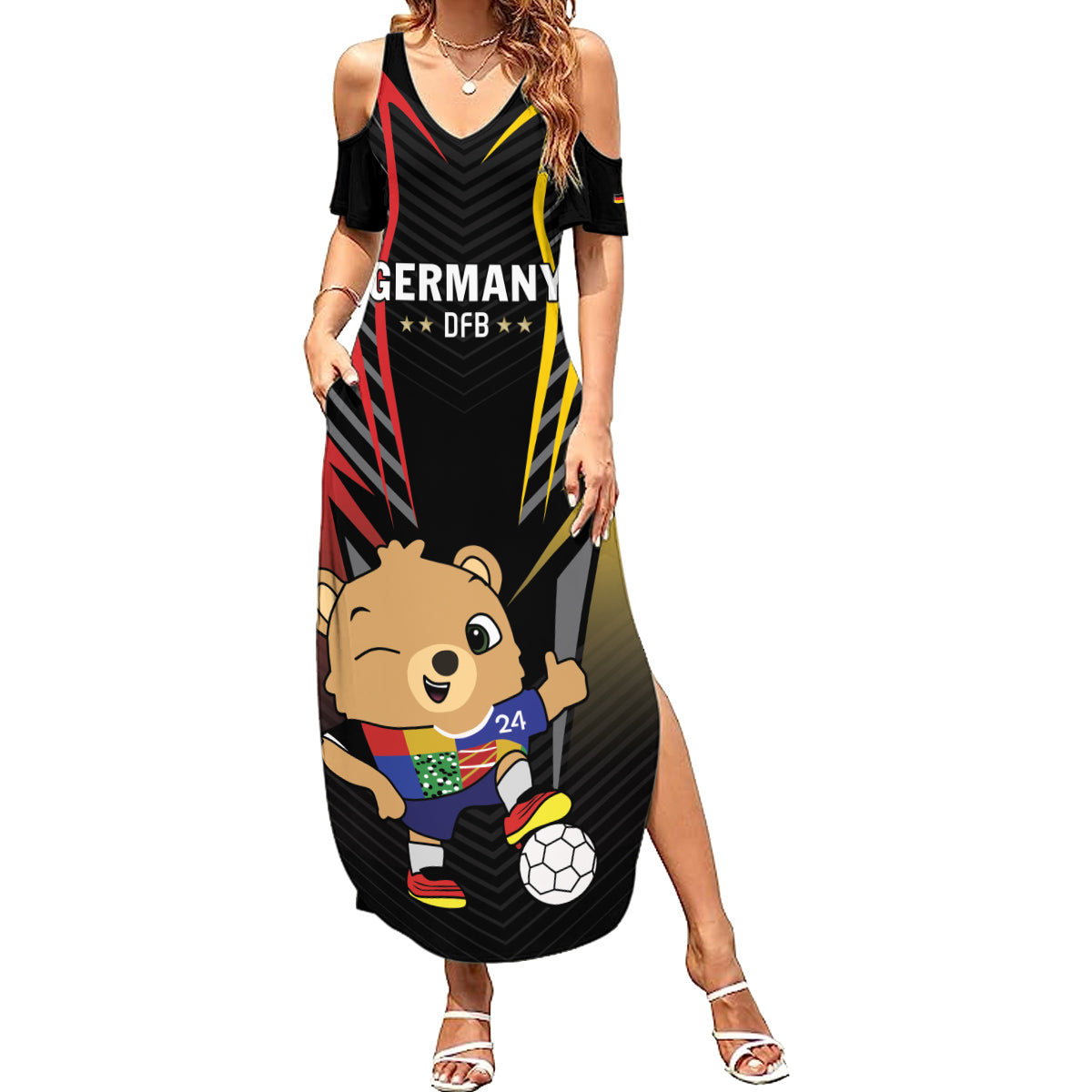 Personalized Germany 2024 Football Summer Maxi Dress DFB Team Black Version