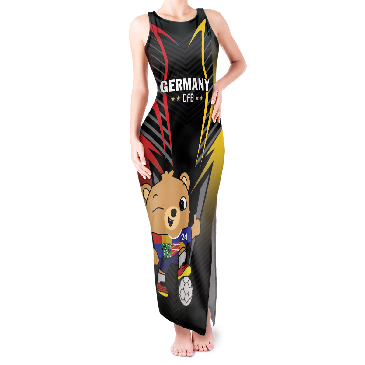 Personalized Germany 2024 Football Tank Maxi Dress DFB Team Black Version