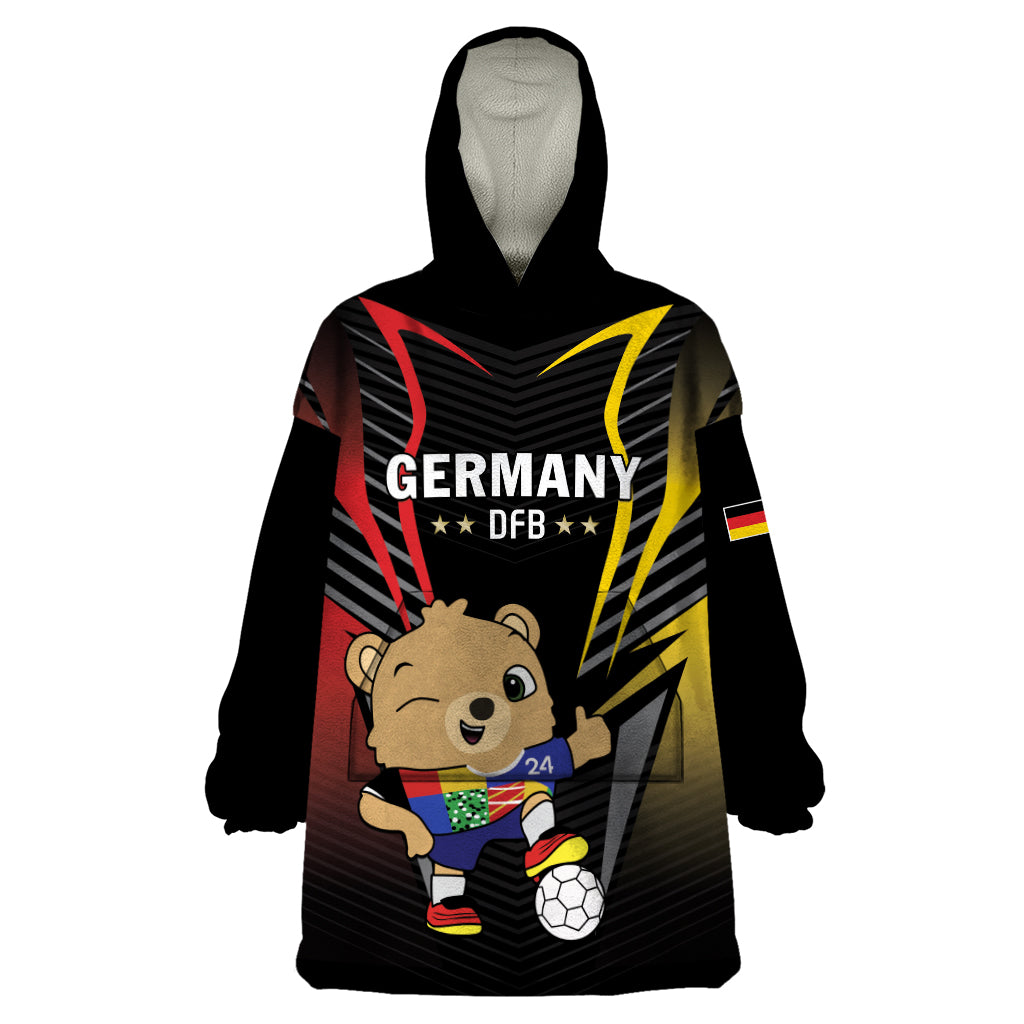 Personalized Germany 2024 Football Wearable Blanket Hoodie DFB Team Black Version