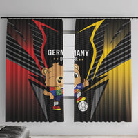 Football window curtain panels, black with mascot and Germany/DFB graphics, red and yellow rays