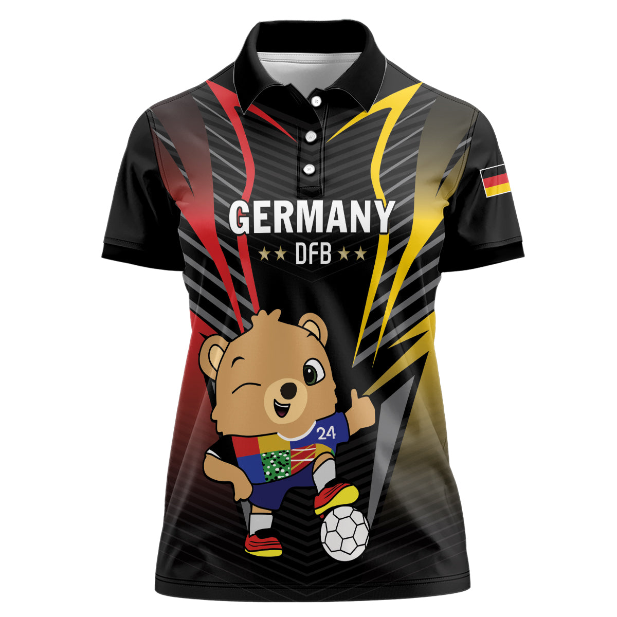 Personalized Germany 2024 Football Women Polo Shirt DFB Team Black Version