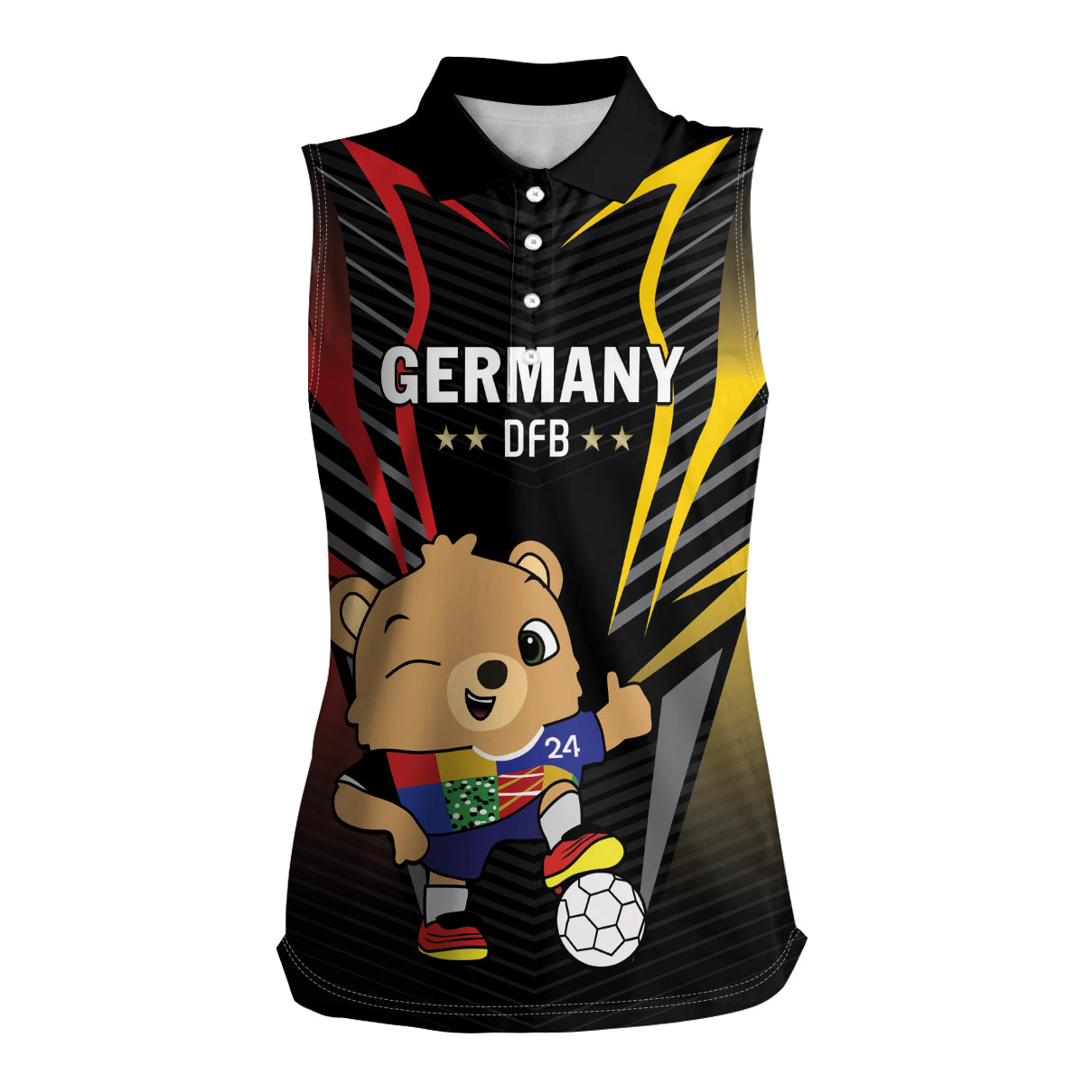 Personalized Germany 2024 Football Women Sleeveless Polo Shirt DFB Team Black Version