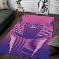 Pink and purple Germany DFB area rug, “GERMANY” crest with DFB stars and bold stripe patterns