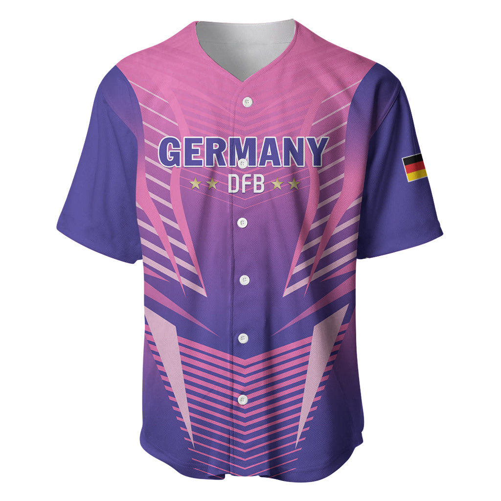 Germany DFB jersey in pink and navy with short sleeves, button front